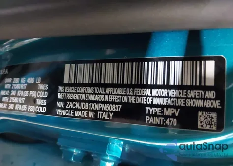 2022 Jeep Renegade Latitude 4X4 z USA, uszkodzony, nr VIN ZACNJDB1XNPN50837